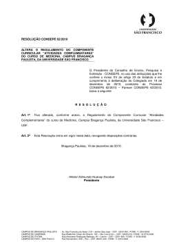 resolução consepe 62/2010 - Universidade São Francisco