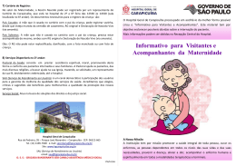 Informativo para Visitantes e Acompanhantes da Maternidade