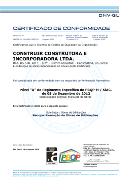 certificado de conformidade construir construtora e incorporadora ltda.