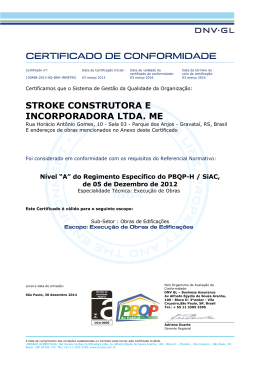certificado de conformidade stroke construtora e incorporadora ltda