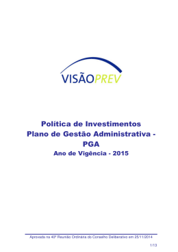 Política de Investimentos Plano de Gestão Administrativa
