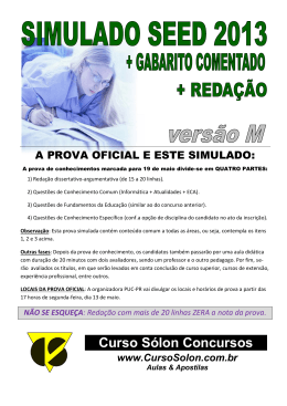 Prova Simulada SEED-Paraná 2013 – Resolvida & Comentada (Mgá)