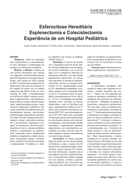 Esferocitose Hereditária Esplenectomia e Colecistectomia