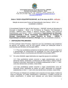 Edital nº 05/2014 SEaD/PRPPGI/UNIVASF, de 27 de