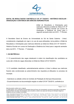 EDITAL DE RESULTADOS E MATRÍCULA G.R. Nº 724/2015