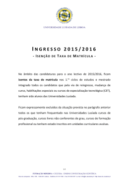INGRESSO 2015/2016 - Universidade Lusíada