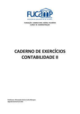 CADERNO DE EXERCÍCIOS CONTABILIDADE II