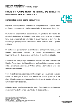Normas do Plantão Médico - Hospital das Clínicas de Botucatu