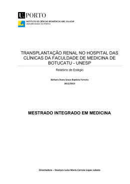 TRANSPLANTAÇÃO RENAL NO HOSPITAL DAS CLÍNICAS DA