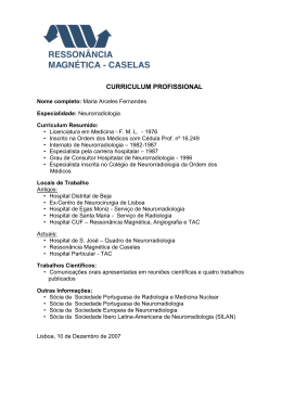 CURRICULUM PROFISSIONAL - Ressonância Magnética de Caselas