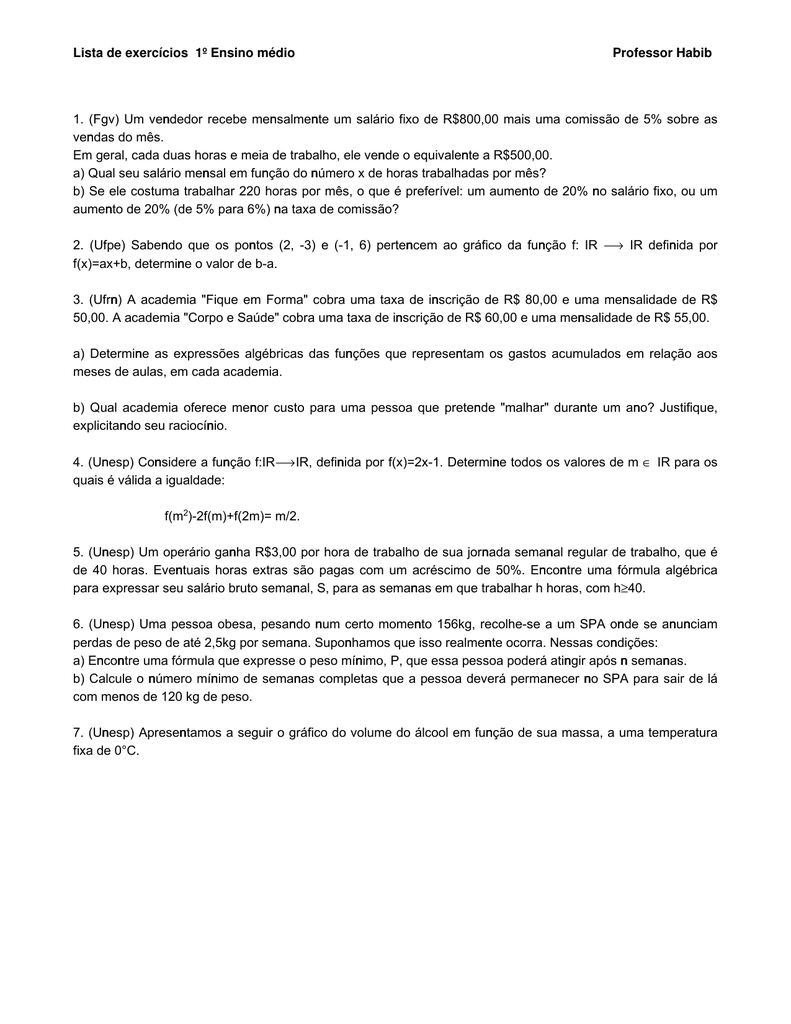 encontre a função respectiva a cada gráfico abaixo