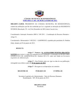 portaria n 001 - Câmara Municipal de Rondonópolis