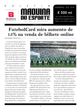 FutebolCard mira aumento de 15% na venda de bilhete online