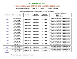 carnaval rio 2014 ingressos para o desfile das campeãs ( 08.03