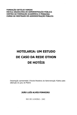 hotelaria: um estudo de caso da rede othon de hoteis