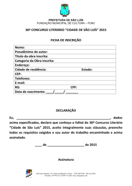 36º CONCURSO LITERÁRIO - Prefeitura de São Luís