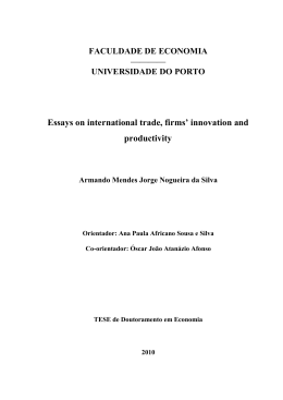 Essays on international trade, firms` innovation and productivity