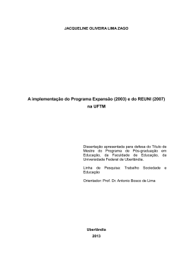 A implementação do Programa Expansão (2003) e do