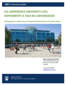 eul (experience university life): experimente a vida na universidade