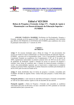 Edital nº 023/2010 Bolsas de Pesquisa e Extensão Artigo 171