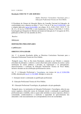 Resolução CNE Nº6, de 20-09-2012 - Define Diretrizes