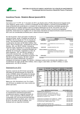 Incentivos Fiscais - Relatório Mensal (janeiro/2013)