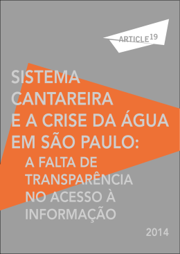 Sistema Cantareira e a Crise da Água em São Paulo: a