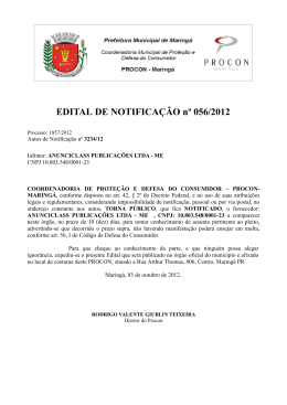 EDITAL DE NOTIFICAÇÃO nº 056/2012