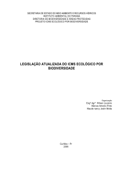 Coletânea de Legislação do ICMS Ecológico por Biodiversidade, de