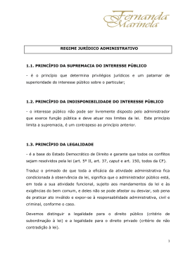 REGIME JURÍDICO ADMINISTRATIVO 1.1. PRINCÍPIO DA