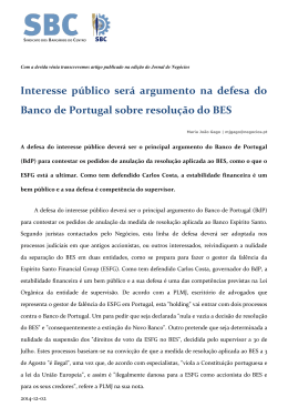 Interesse público será argumento na defesa do Banco de Portugal