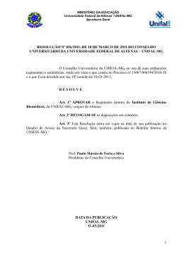 1 RESOLUÇÃO Nº 016/2011, DE 10 DE MARÇO DE - Unifal-MG