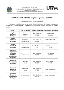 EDITAL CALEM – 06/2013 – Inglês e Espanhol – CURSOS