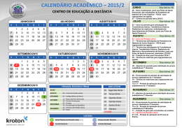 Calendário 2015.2 Início das aulas 03.08 - Novo EAD