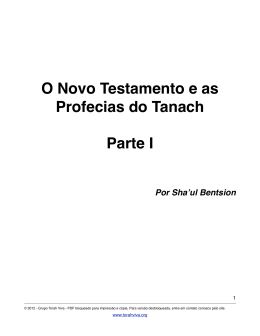 O Novo Testamento e as Profecias do Tanach Parte I