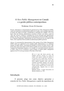 O New Public Management no Canadá e a gestão pública