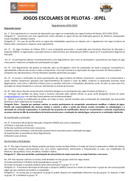 Regulamento JEPEL 2015 - Prefeitura Municipal de Pelotas