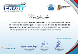 Certificamos que Cilma de Jesus Silva participou do ENAGE 2010