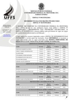 Edital nº 091/UFFS/2014 - Deferimento das Inscrições Pós