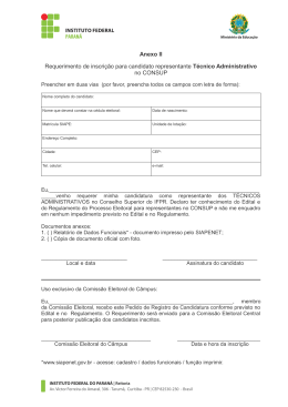 Anexo II Requerimento de inscrição para candidato