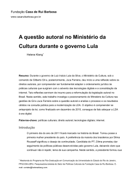 A questão autoral no Ministério da Cultura durante o governo Lula