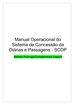 Manual do SCDP Prorroga e Complementa Viagem