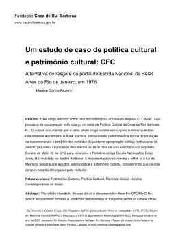 Um estudo de caso de política cultural e patrimônio cultural: CFC