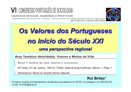 Os Valores dos Portugueses no início do Século XXI
