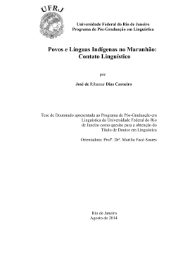 Povos e Línguas Indígenas no Maranhão: Contato Linguístico