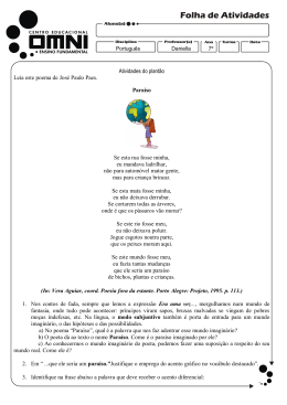 Atividades do plantão Leia este poema de José Paulo Paes