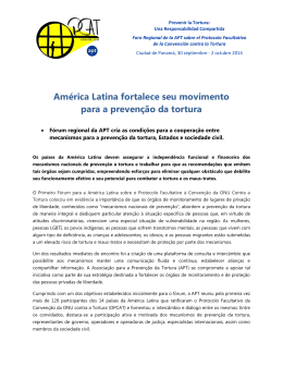 América Latina fortalece seu movimento para a prevenção da tortura