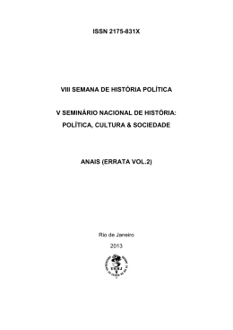 ISSN 2175-831X VIII SEMANA DE HISTÓRIA POLÍTICA V