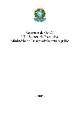 Relatório de gestão - Ministério do Desenvolvimento Agrário