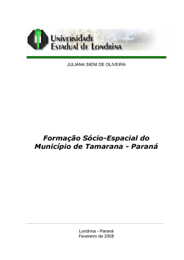 Formação Sócio-Espacial do Município de Tamarana - Paraná